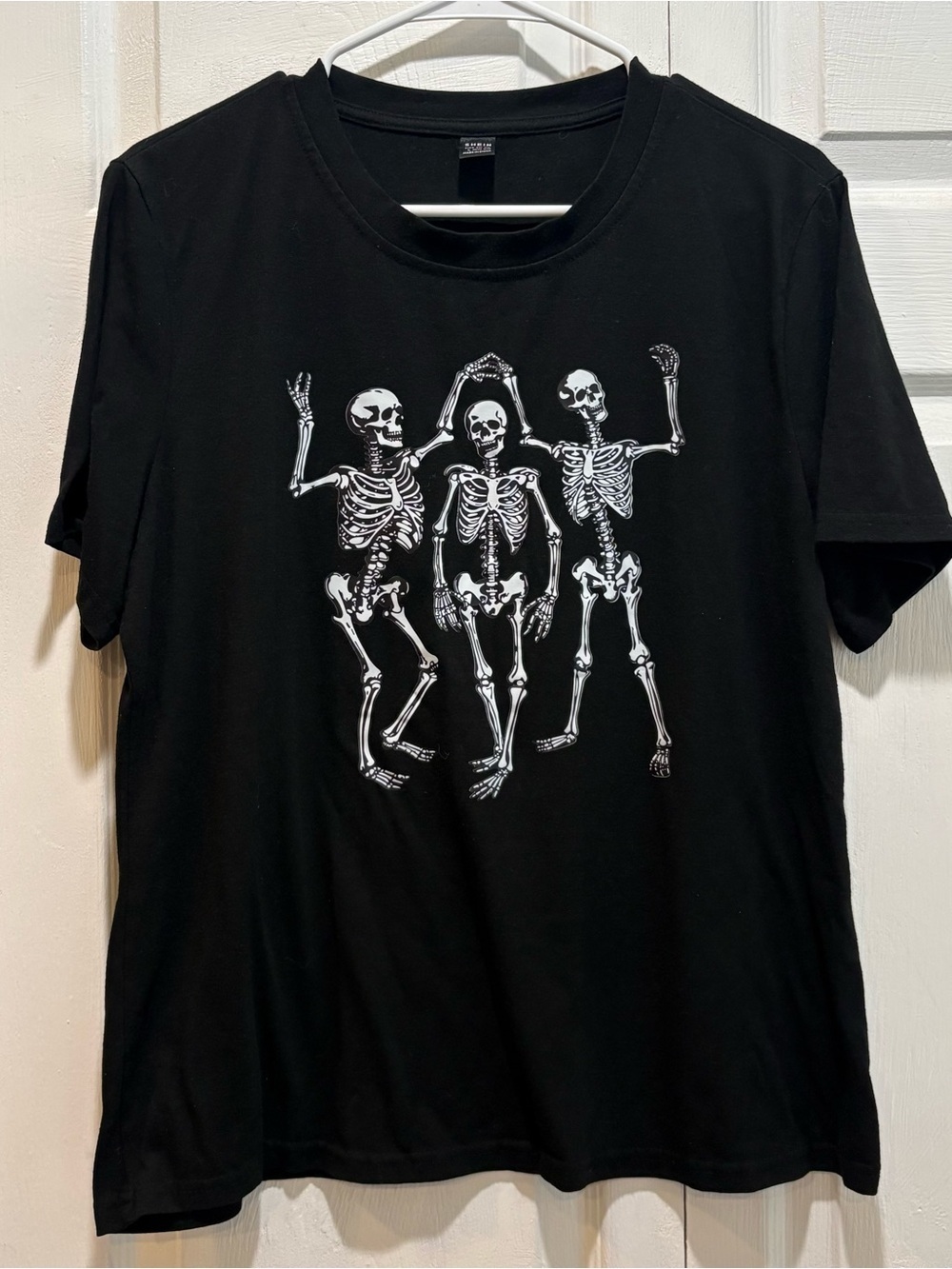 SHEIN Skeleton Black Short Sleeve T-Shirt Halloween - Size Large